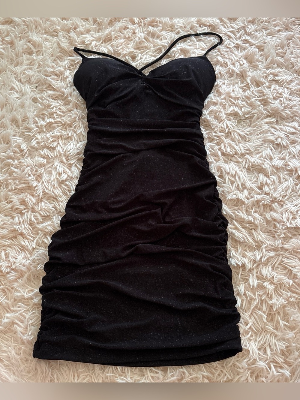 Windsor open lace up back black sparkle dress size XS
